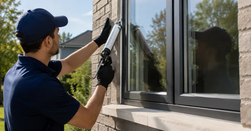 Aluminum window frame with double glazed insulated glass unit installed in a residential wall in Vanier, Oshawa