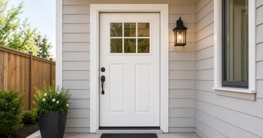 technician installing exterior door frame in Columbus, Oshawa