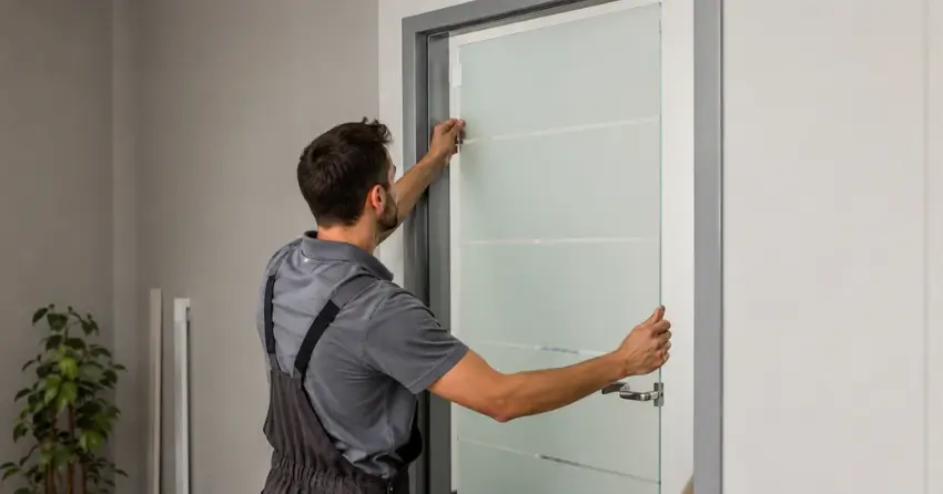 frosted glass interior door panel installation in Pinecrest, Oshawa