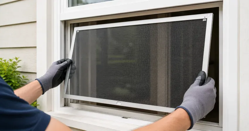 technician repairing a window sash and balance system in Northglen, Oshawa